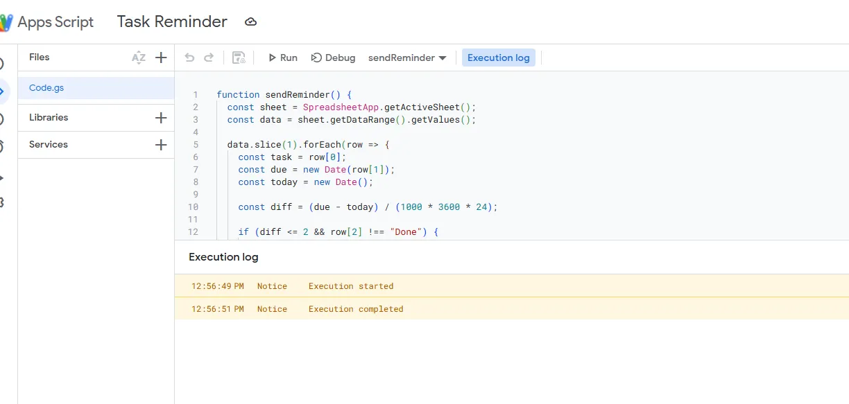 Automated Email Reminders via Apps Script